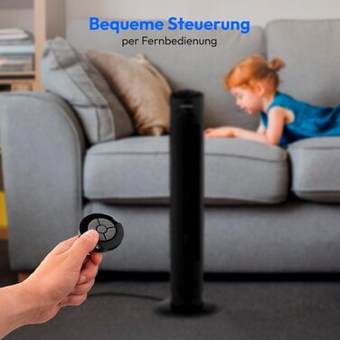 Турбовентилятор MEDION E11 TF з дистанційним керуванням: 3 швидкості, тихий режим сну, 45 Вт, 60° гойдання, таймер, MD12067, чорний