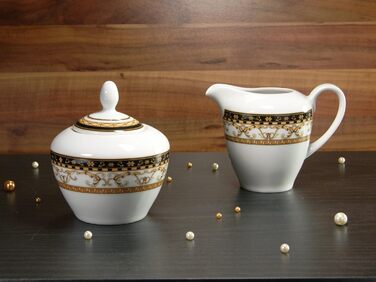 Creatable 15090, Majestic Series black, 2-piece set consisting of milk jug and sugar bowl (2 teaspoons), porcelain, multicolored, 25x12x12 cm