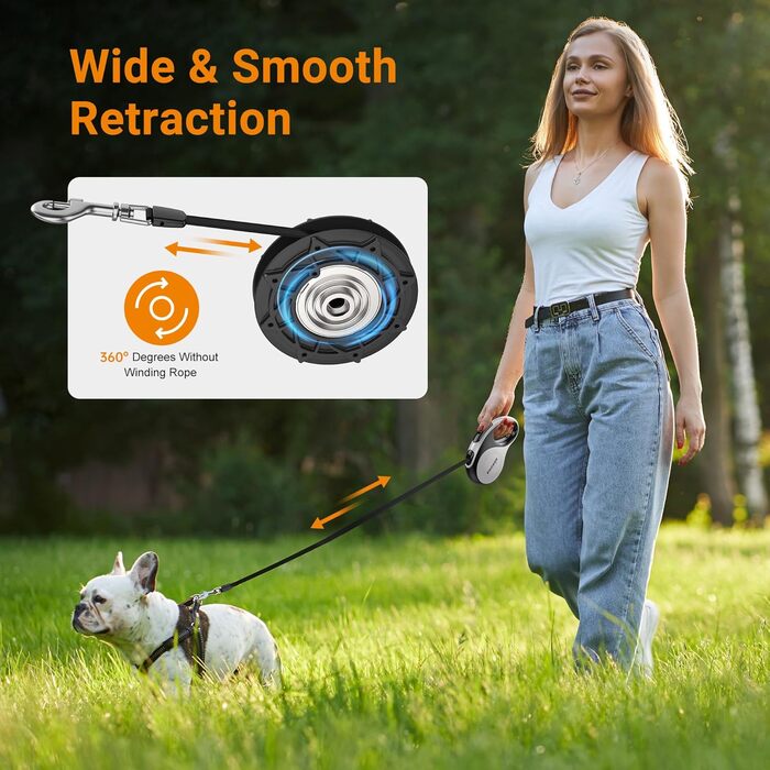 Рулетка для собак, 3 м, нейлон, 360°, без спутанню, до 15 кг, міцна, з блокуванням, для прогулянок