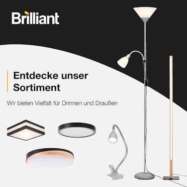 Торшер Brilliant Vessa Bogen, 1.7м, хром/білий, 166x27 см - стильний освітлювальний прилад