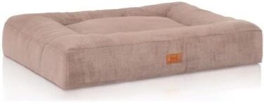 Ортопедичне собаче ліжко Knuffelwuff Sofia з м'якого велюру 120x100 см - знімний, пральний чохол - для великих, середніх та маленьких собак (Бежевий)