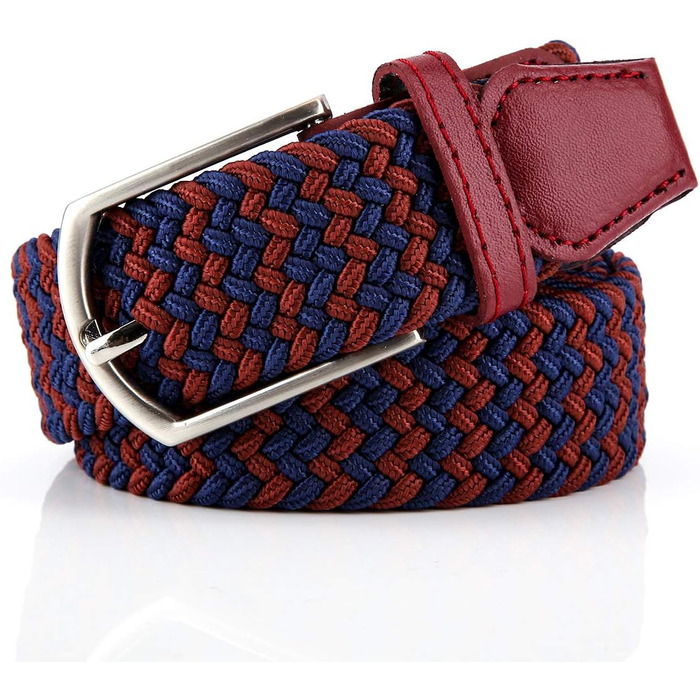 Плетене вітростійке полотно, еластичний ремінь на пояс для чоловіків/жінок/підлітків, багатокольоровий (винний, 90/95 см, L)