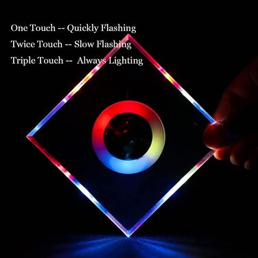 MEDOYOH Square Cool White LED Coasters for Drinks, ON/Off Switch Drink Coasters Set, Waterproof Coasters Illuminated for Glasses Bottles Parties Weddings Bar Christmas (Colorful LED, 6-Piece Set)