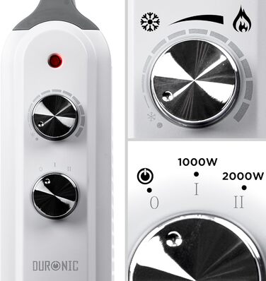 Електричний конвектор Duronic HV180: 2000W, компактний, з ручкою, 2 режими нагріву