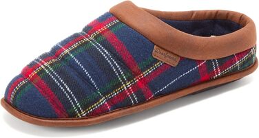 Dearfoams Чоловічі тапочки-клоги Asher з піною з пам'яті, дихаючі, для дому (47/48 EU, Синій у клітинку)