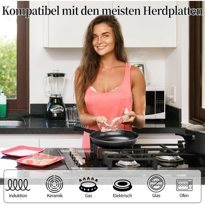 Набір сковорідок Pfannenset: 24см, 26см, 30см. 3 шт. Сковорода для омлетів, стійка до нагріву, без PFAS, для всіх типів плит, включаючи індукцію (SV2)