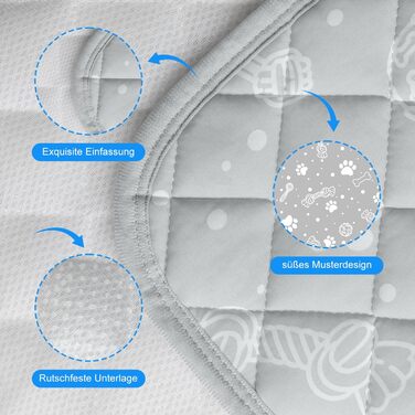 Кühlmatte для собак та котів MH MYLUNE HOME: термохромна, самоохолоджувальна, неслизька, водопоглинаюча, портативна, 100 x 70 см, сіра