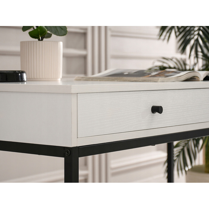 Прямокутний письмовий стіл Mebel-Partner 110 x 48 x 76 см, білий/чорний