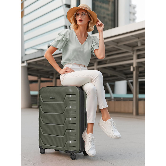 Чемодан тріумф SMARTBOX Olive L (76 см), розширюваний, 111-120 л, поліпропілен, 4 колеса, TSA-замок, 4.2 кг