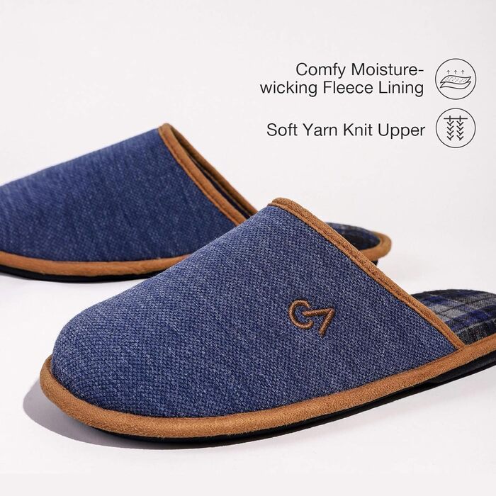 Чоловічі тапочки VeraCosy зручні, з антиковзким покриттям, з піною з пам'яттю, 44/45 EU, темно-синій