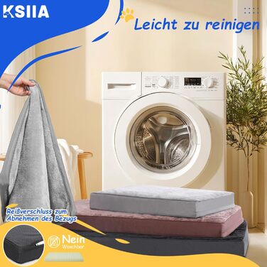 KSIIA Orthopedic Dog Bed for Large Dogs, XL Washable Dog Cushion Fluffy Dog Mat Dog Mattress with Removable Cover in Dark Grey 105x70x8cm