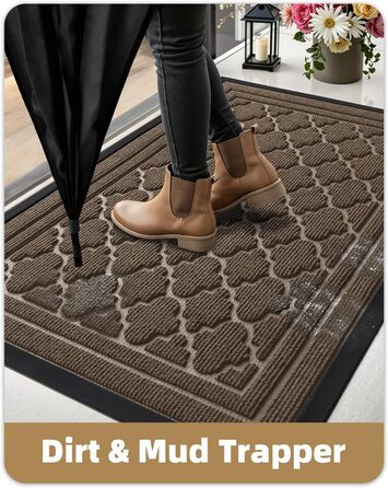 Килимок для дому та вулиці Color G: міцний, неслизький, 43.5 x 75 см, легко миється, для входу, балкону, тераси (Коричневий)