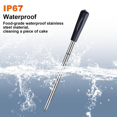 Бездротовий термометр для м'яса, цифровий кухонний термометр з бездротовим зондом, дальність 152 м, термометр для їжі, сумісність з iOS & Android, попередньо запрограмовані температури для гриля, духовки