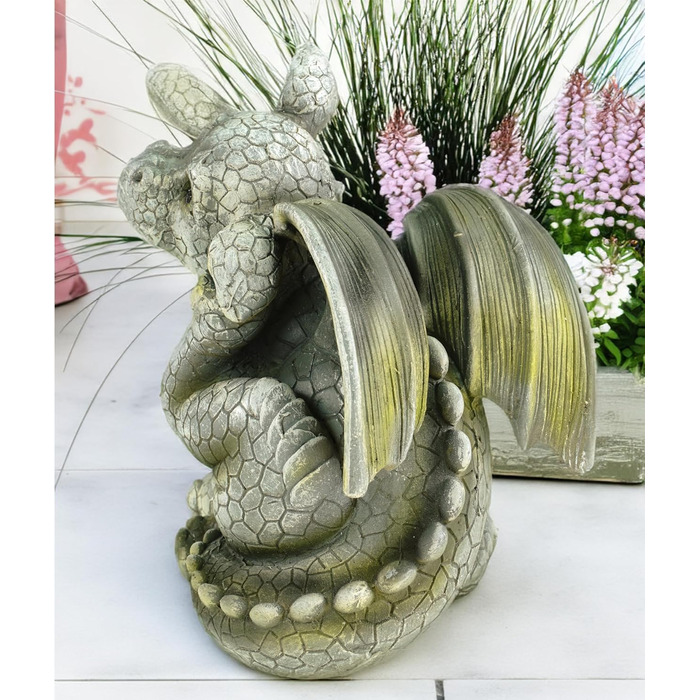 Kremers Treasure Chest Garden Figure Dragon Child Scratching Its Ear, Dragon Gargoyle Figure Garden