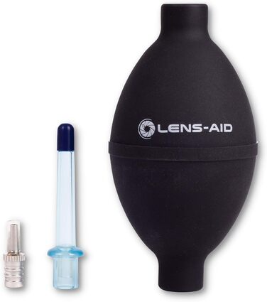 Набір для чищення камери Lens-Aid 3 в 1: повітряний насос, олівець для чищення та 5 мікрофібрових серветок. Підходить для сенсорів, об'єктивів, камер, дисплеїв, фільтрів та оптики. Ідеальний для фотоаксесуарів та техніки.