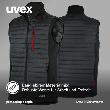 Жилет робочий Uvex tune-up Hybrid для чоловіків - степна, міцна, для активного відпочинку, темно-синій (XXL, чорний/червоний)