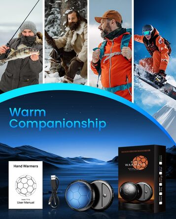 Електричні грілки для рук 2 шт. | USB, 3 режими нагріву, 20 годин тепла, для холодного клімату, Outdoor, Indoor (Блакитний)