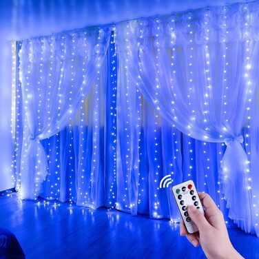 LED штора Anpro 3x3 м, USB, 8 режимів, тепле світло для декору кімнати