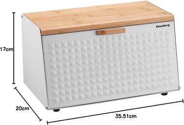 Кляузберг Brotbox: дерев'яний та металевий хлібний ящик/кошик (чорний/білий)