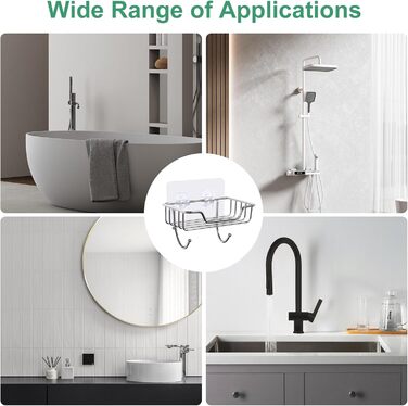 Тримач для мила без свердління Uten, нержавіюча сталь, самоклеючий, з 2 гачками, для ванної, кухні (сріблястий, овальний, 2 шт.)