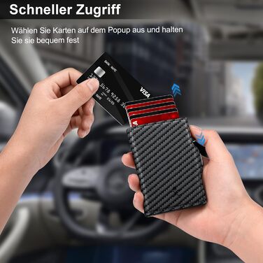 Чоловічий гаманець з відділенням для монет та RFID захистом, Slim Wallet Pop-up, гаманець для 9-11 карт, ID-вікно, відділення для грошей, Smart Wallet для чоловіків (карбон)