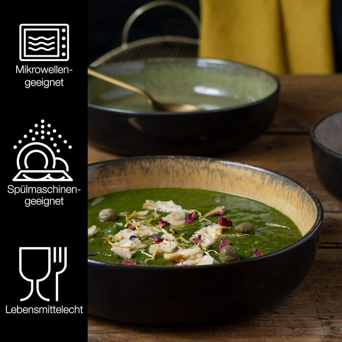 Набір сервірувальних тарілок Moritz & Moritz VIDA - 2 великі тарілки з якісного порцеляну, сучасний дизайн, підходить для мікрохвильової печі та посудомийної машини, ідеально для салатів, м'яса на грилі, закусок та іншого