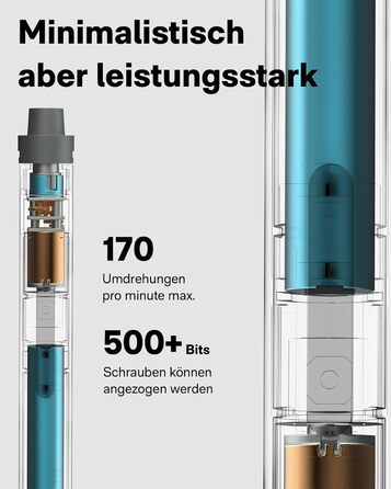 Набір викруток HOTO Feinmechaniker: електричний, магнітний, прецизійний. Для ремонту годинників, окулярів, телефонів, ПК. 170 об/хв, C4 × 28 мм