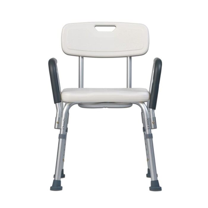 Teqler T-135303 Душовий стілець для догляду, висота регулюється 38-45 см, табурет для ванної для людей з обмеженою мобільністю