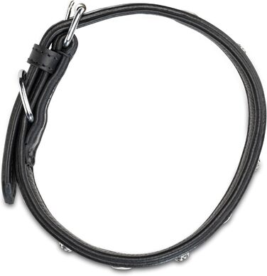 Нашийник для собак Jack Russell з натуральної шкіри чорного кольору з аплікаціями у вигляді серця та квітки, подвійний шар, розмір S (26.0-36.0)