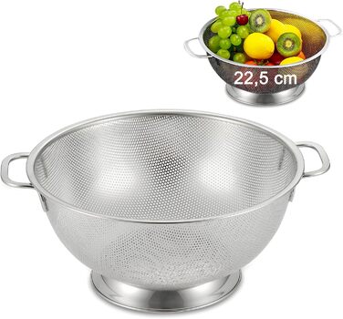 Німецьке сито для кухні з нержавіючої сталі з ручками, мікроперфороване сито для макаронів, 304, сито для зливання овочів, фруктів, рису, макаронів, 28,5 см