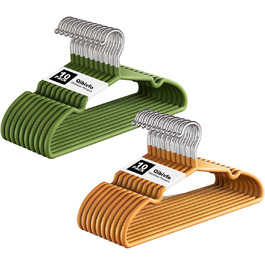 Набір вішалок для дитячого одягу 20 шт., 29 см – нержавіюча сталь, антикорозійні, водонепроникні та неслизькі, спеціально для дитячого одягу – кольори авокадо та помаранчевий