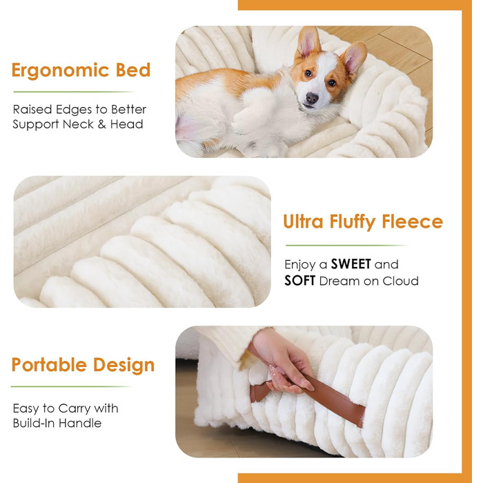 Килимок-ліжко для котів XIAPIA, м'який, 58x20 см, білий, з ортопедичним дном