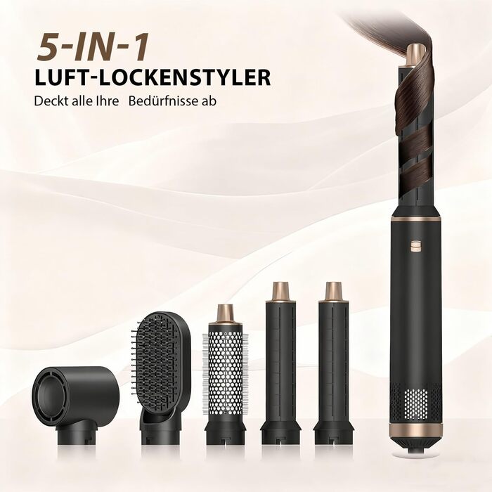 Фен-щітка 5 в 1 для волосся, Airstyler, стайлер для укладання, випрямляч, локони, об'єм, рожевий, Eurostecker