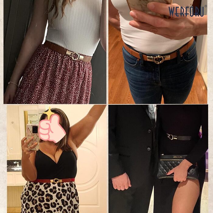 Жіночий еластичний пояс WERFORU (4 шт.) - чорний, коричневий, синій, бежевий - розмір 95-108 см