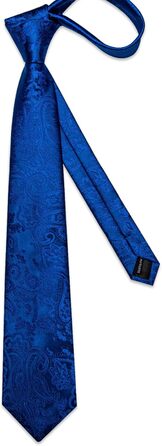 Набір аксесуарів для чоловіків: краватка з візерунком павароччі, кишеньковий хустинка, краватки-кліпси, затискачі для краваток, застібка для краватки, 5 шт. (Королівський синій)