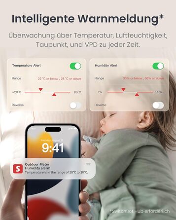 SwitchBot IP65 Hygrometer Thermometer Indoor/Outdoor, Bluetooth Thermometer with Dew Point/VPD/Absolute Humidity Sensor, Outdoor Thermometer, Data Storage for Greenhouse/Wine Cellar 3-Pack