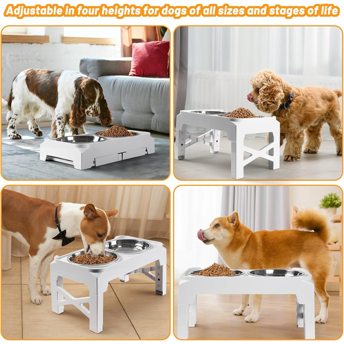Підвищені годівниці для собак M білі (8 см для собак M/L) білий/розкішний сад