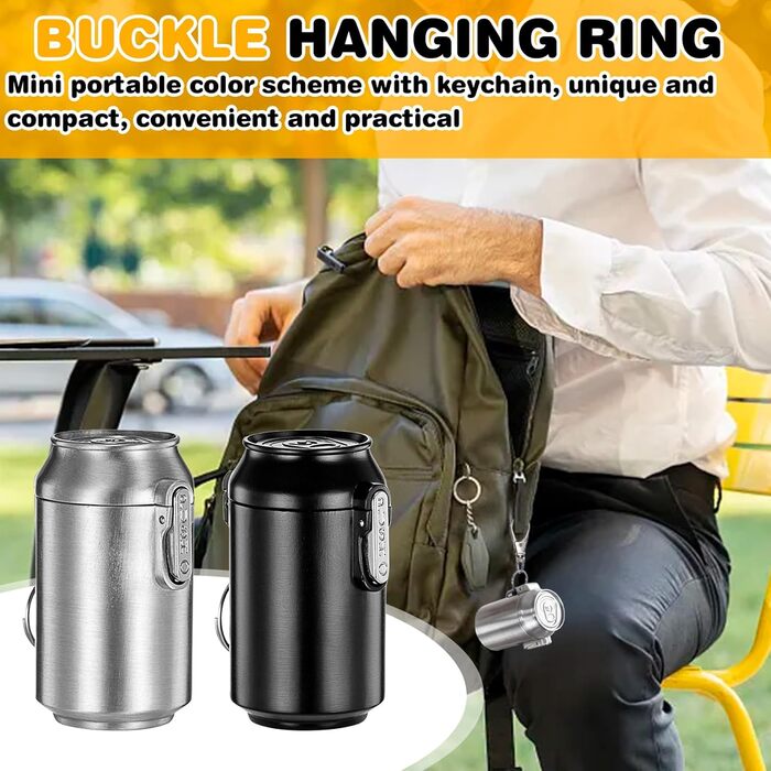 2 Piece Portable Ashtrays for On the Go: 5.8 * 4cm Odor-Proof Ashtrays with Lid and Keychain, Mobile Portable Ashtray Travel Ashtray for Outdoors Camping (Black+Gray)