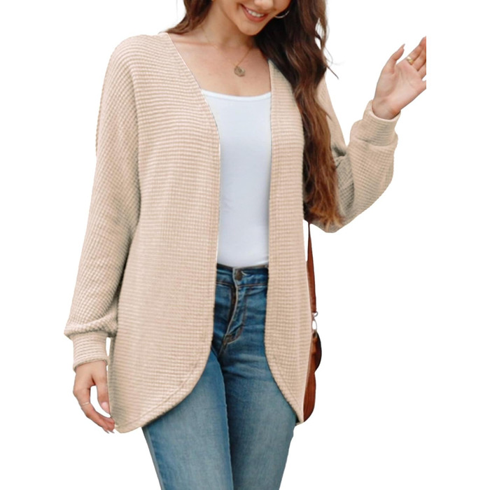 Жіночий кардиган Strickjacke: довгий, осінній, з V-подібним вирізом, весняний, елегантний, легкий, стильний, хакі, розмір L