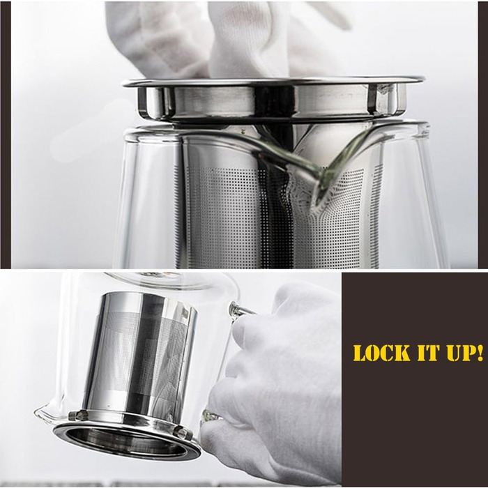 Скляний чайник із ситом із нержавіючої сталі для заварювання чаю, 750 мл