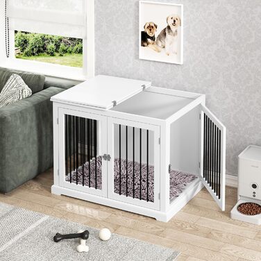 Клітка для собак для дому, білий (L) - зручна та стильна переноска з м'яким лежанком