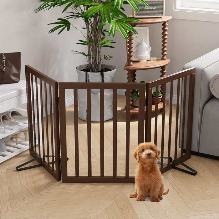 Бамбукове переносне захисне ґратка для собак Semiocthome, 3 секції, 61 см, для дому, біле