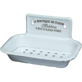 Haus Ambiente Soap Dish from Enamel Soap Tray, Enameled Steel Sheet, White, 8x16x10cm