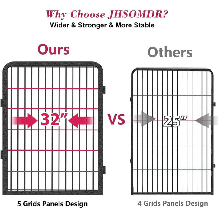 Металевий вольєр для собак, загін для цуценят, вольєр для тварин на подвір'я, 101,6 см, 42 панелі, міцний, для внутрішнього та зовнішнього використання
