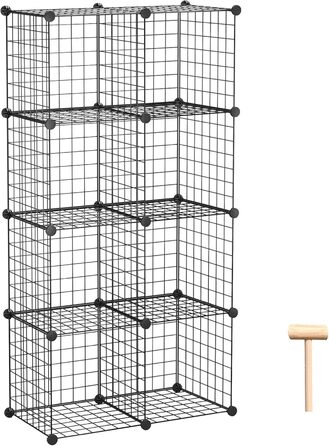 C&AHOME Wire Cube Storage, 6 - Metal Cube Organizer with C-Grids, Modular Shelf Units, Storage Shelf Racks, Closet Organizer, 93.5 in L x 31.8 in W x 93.5 in H, (8 Cubes, Black)