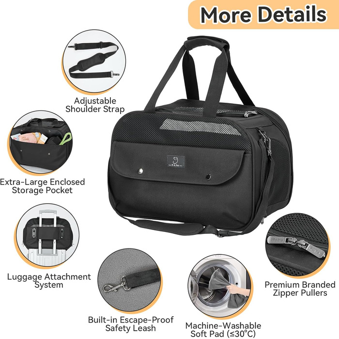 Транспортний бокс для тварин на 4 місця: кіт, собака. Підходить для перевезень літаком/автомобілем. Легкий, з надійними застібками та 4 сітками. Чорний колір.