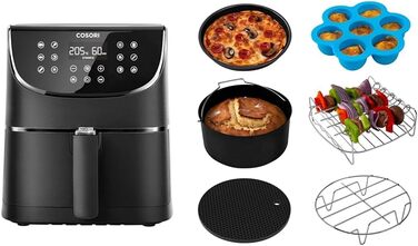 COSORI Air Fryer 5.5L XXL Air Fryer, Hot Air Fryer, Oil-Free Fryer, Airfryer with Digital LED Touchscreen, 11 Programs, Preheating & Keep Warm, Shake Mode, 100 Recipes in German, 1700W 5.5L Black+Colorful