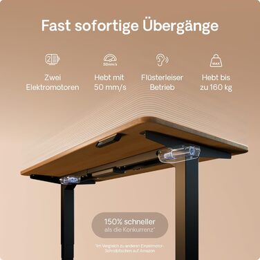 Регульований стіл Desktronic HomePro 160x80 см – електричний з USB-портами, чорний + масив дуба