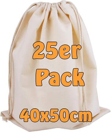 Large Cotton Bag - 40x50 cm | Sustainable drawstring bag for storage, customization & as a gym bag | Zero Waste solution