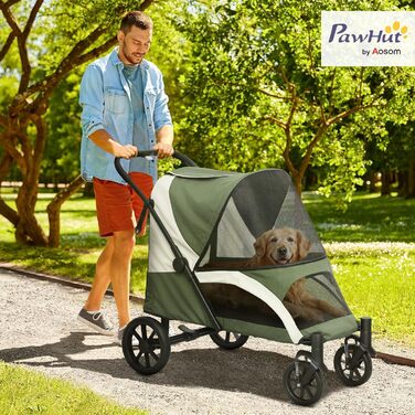 PawHut Будка-переноска для собак та котів, складана, до 30 кг, з подушкою, сітчастими вікнами та кишенями для зберігання (темно-зелений)